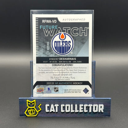 2023-24 UD SP Authentic VINCENT DESHARNAIS #RFWA-VD Retro Future Watch Auto RC /699