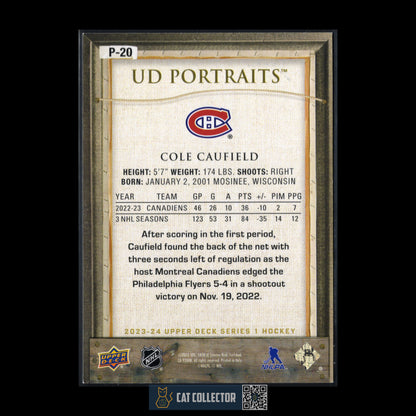 2023-24 Upper Deck Series 1 COLE CAUFIELD #P-20 UD Portraits