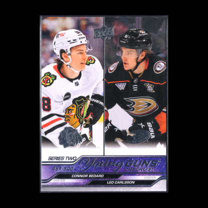 2023-24 UD Series 2 CONNOR BEDARD / LEO CARLSSON #500 Young Guns Checklist RC