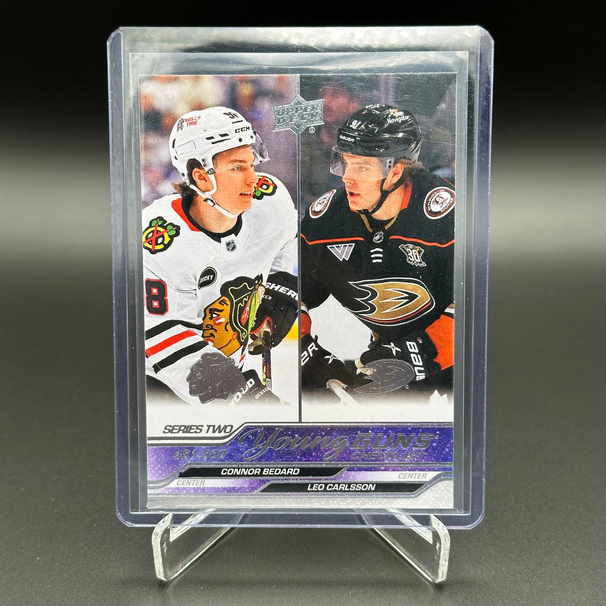 2023-24 UD Series 2 CONNOR BEDARD / LEO CARLSSON #500 Young Guns Checklist RC