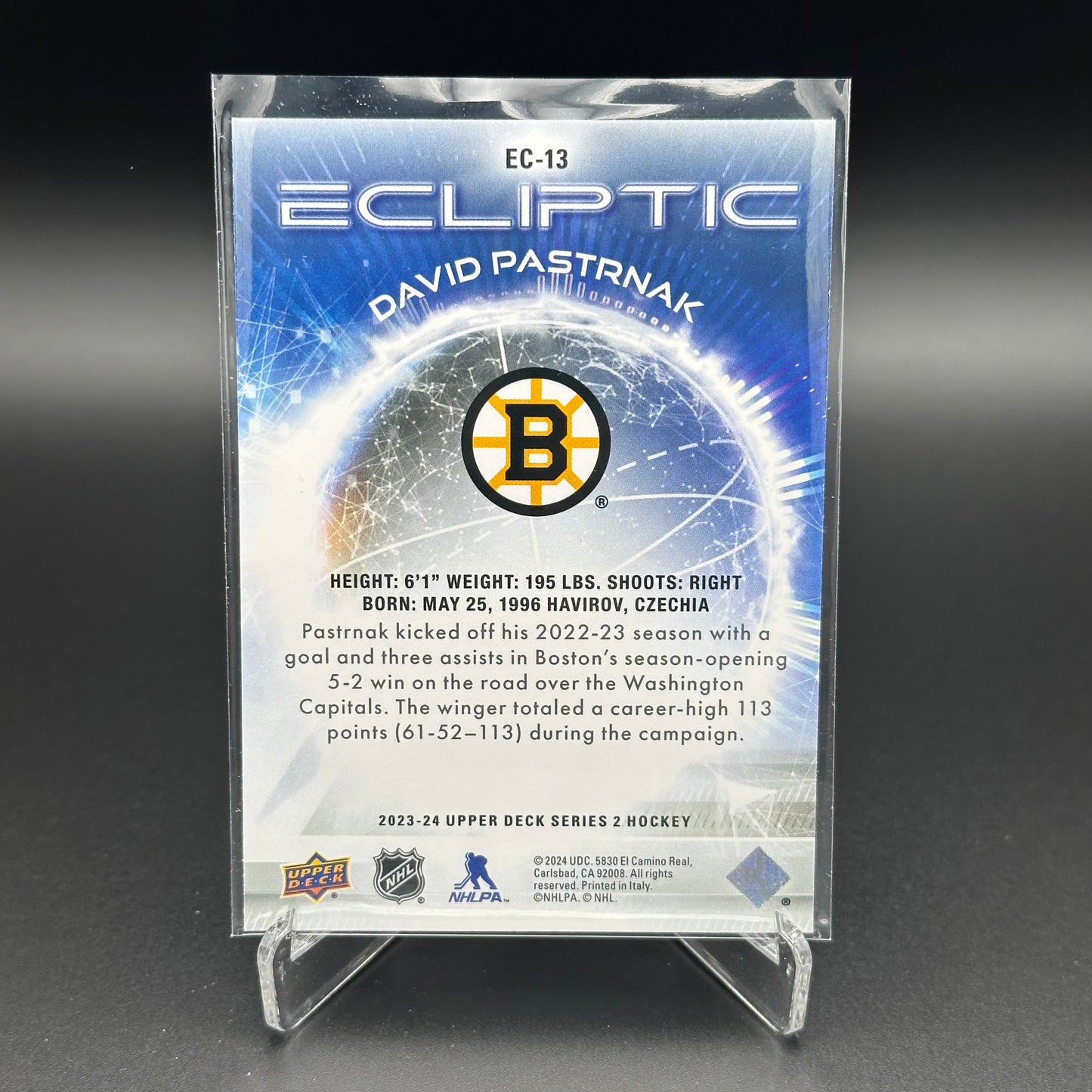 2023-24 UD Series 2 DAVID PASTRNAK #EC-13 Ecliptic Boston Bruins