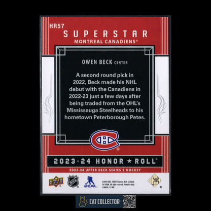 2023-24 Upper Deck Series 2 OWEN BECK #HR57 Superstar Honor Roll RC