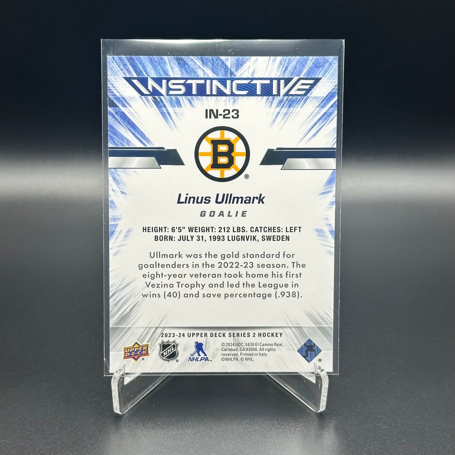 2023-24 UD Series 2 LINUS ULLMARK #IN-23 Instinctive