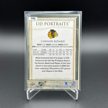 2023-24 UD Series 2 CONNOR BEDARD #P60 UD Portraits Rookies RC