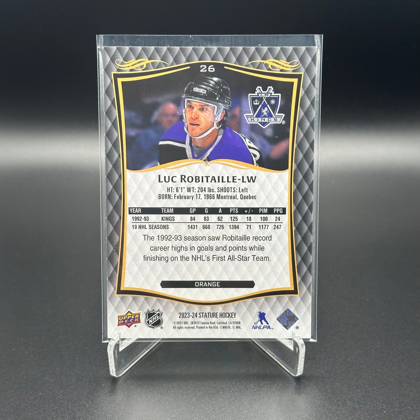 2023-24 Upper Deck Stature LUC ROBITAILLE #26 Orange /199