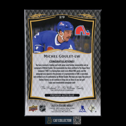 2023-24 Upper Deck Stature MICHEL GOULET #29 Premium Auto Blue /10 Stick
