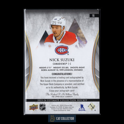 2023-24 UD Ultimate Collection NICK SUZUKI #16 Autograph Gold /25