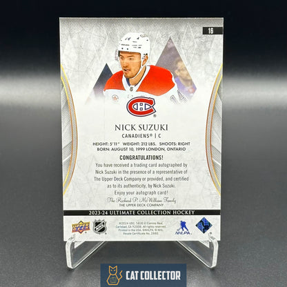2023-24 UD Ultimate Collection NICK SUZUKI #16 Autograph Gold /25