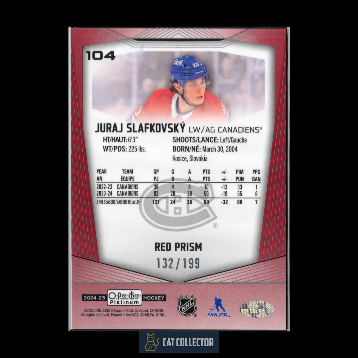 2024-25 O-Pee-Chee Platinum JURAJ SLAFKOVSKY #104 Red Prism /199