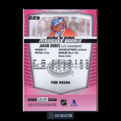 2024-25 O-Pee-Chee Platinum JAKUB DOBES #223 Marquee Rookie Pink Magma RC