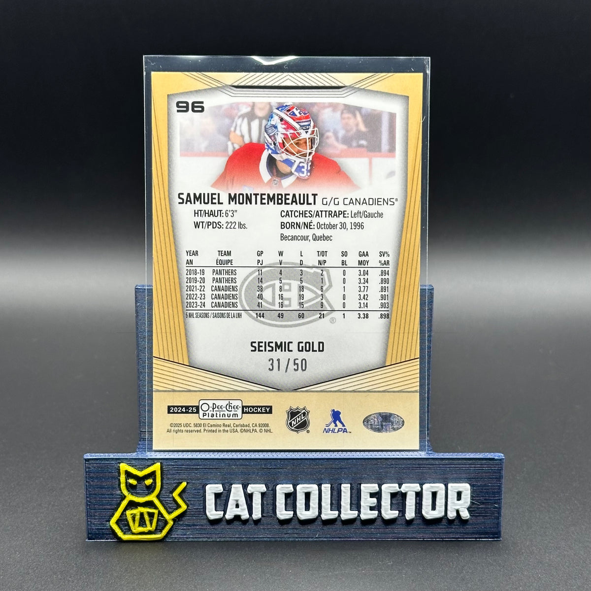 2024-25 O-Pee-Chee Platinum SAMUEL MONTEMBEAULT #96 Seismic Gold /50
