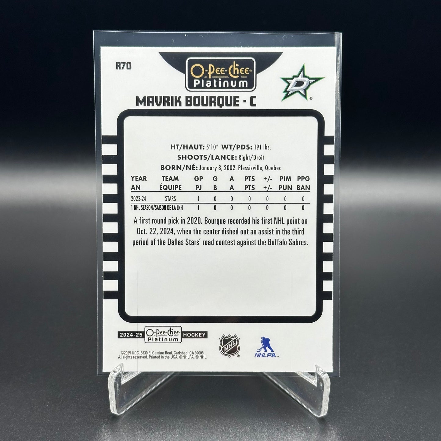 2024-25 O-Pee-Chee Platinum MAVRIK BOURQUE #R70 Retro RC