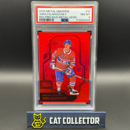 2024-25 SkyBox Metal Universe JURAJ SLAFKOVSKY #41 Red Precious Metal Gems /100 PSA 8