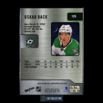 2024-25 SkyBox Metal Universe OSKAR BACK #128 Rookie RC