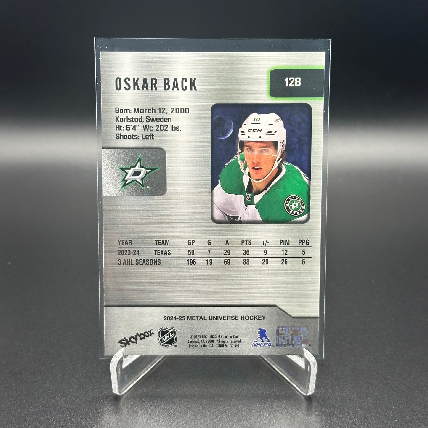 2024-25 SkyBox Metal Universe OSKAR BACK #128 Rookie RC