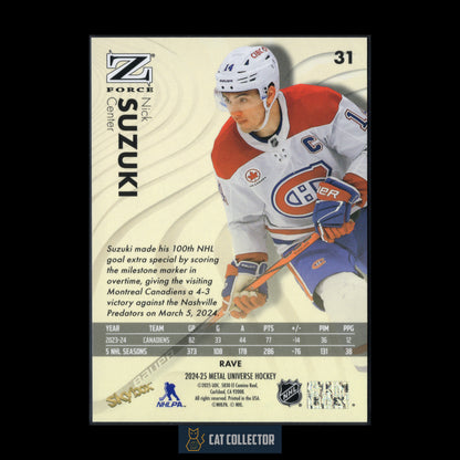 2024-25 SkyBox Metal Universe NICK SUZUKI #31 Z-Force Rave /399