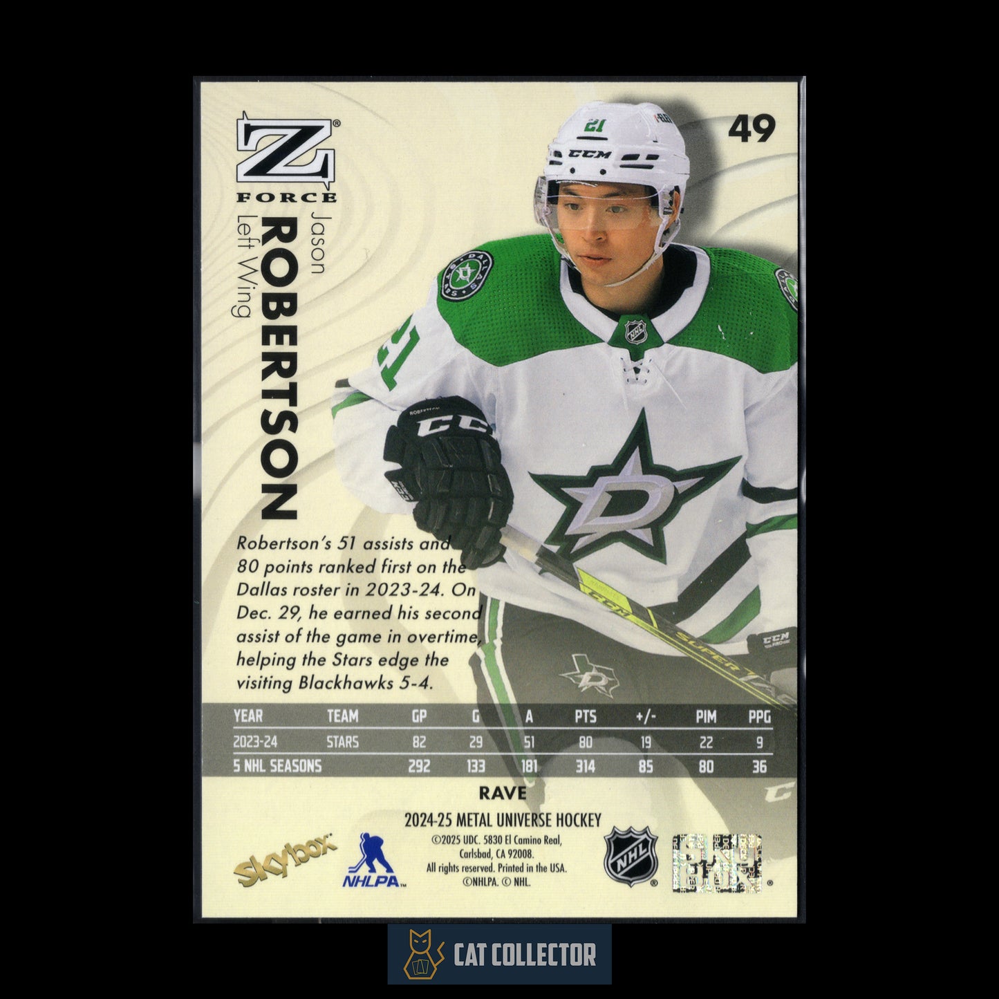 2024-25 SkyBox Metal Universe WYATT JOHNSTON #49 Z-Force Rave /399