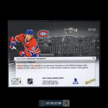 2024-25 SkyBox Metal Universe LANE HUTSON #ST-22 Search Engines Green RC Montreal Canadiens