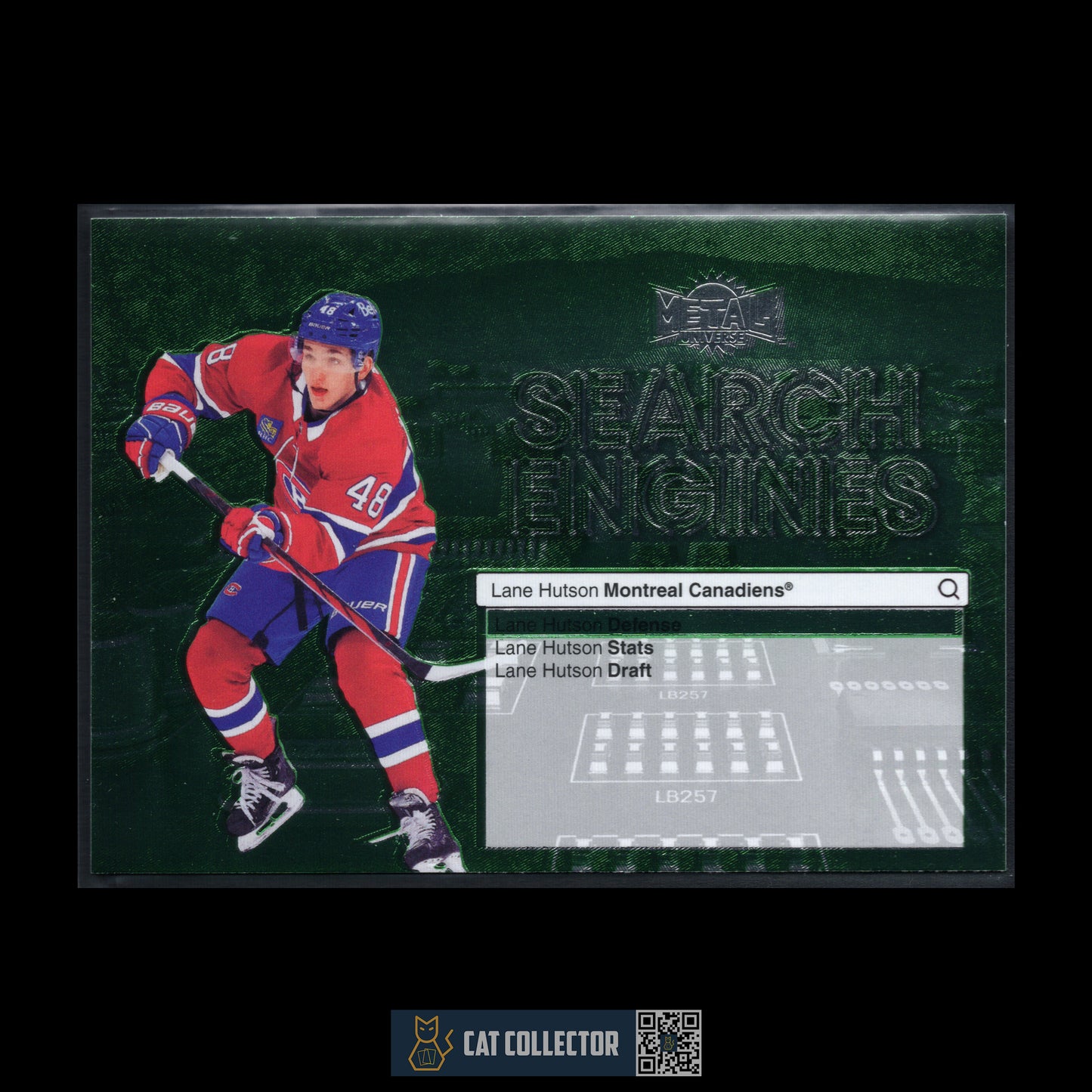 2024-25 SkyBox Metal Universe LANE HUTSON #ST-22 Search Engines Green RC Montreal Canadiens