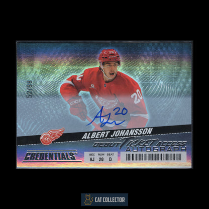 2024-25 UD Credentials ALBERT JOHANSSON #101 Horizontal Debut Ticket Access Auto RC /99 Auto