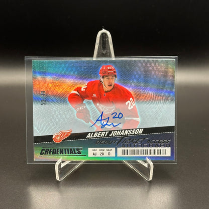 2024-25 UD Credentials ALBERT JOHANSSON #101 Horizontal Debut Ticket Access Auto RC /99 Auto