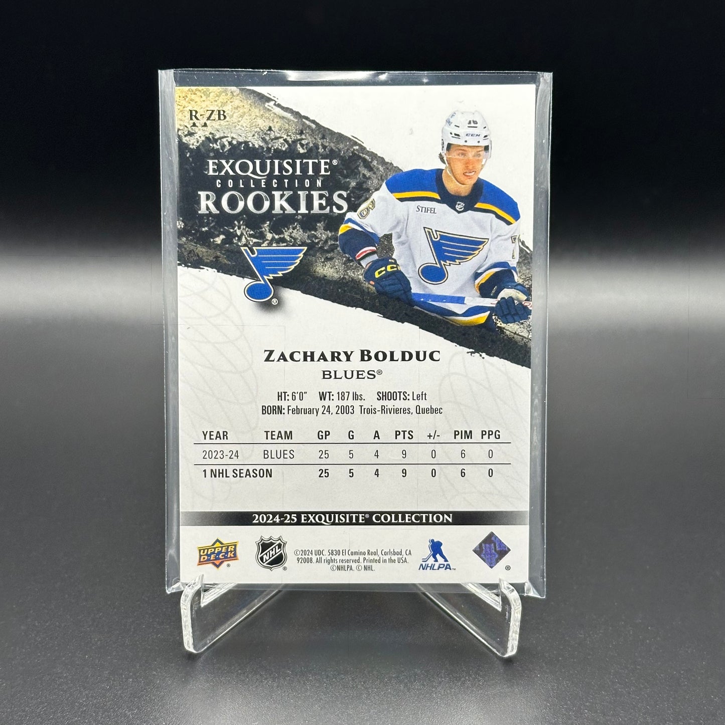 2024-25 Upper Deck Exquisite Collection ZACHARY BOLDUC #R-ZB Rookies Gold RC /99