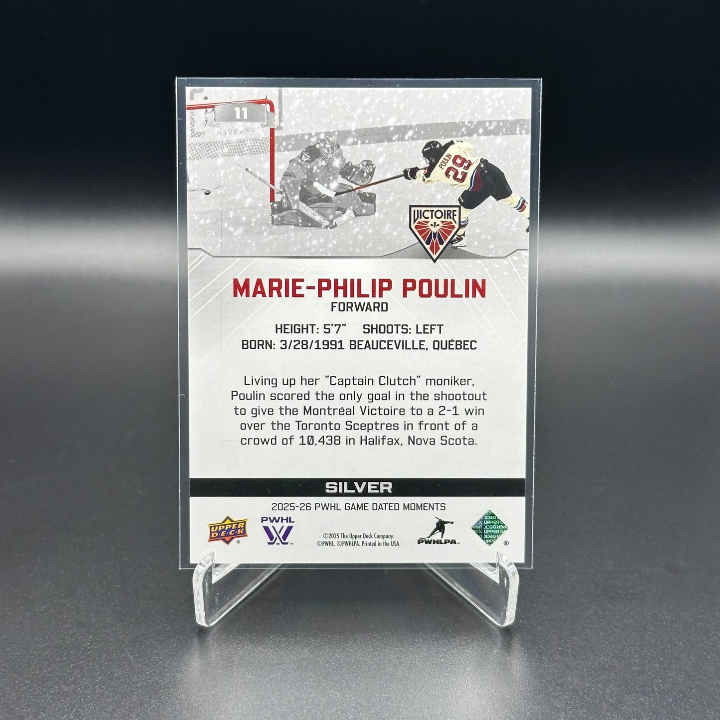 2025-26 Upper Deck PWHL Game Dated Moments MARIE-PHILIP POULIN #11 Silver