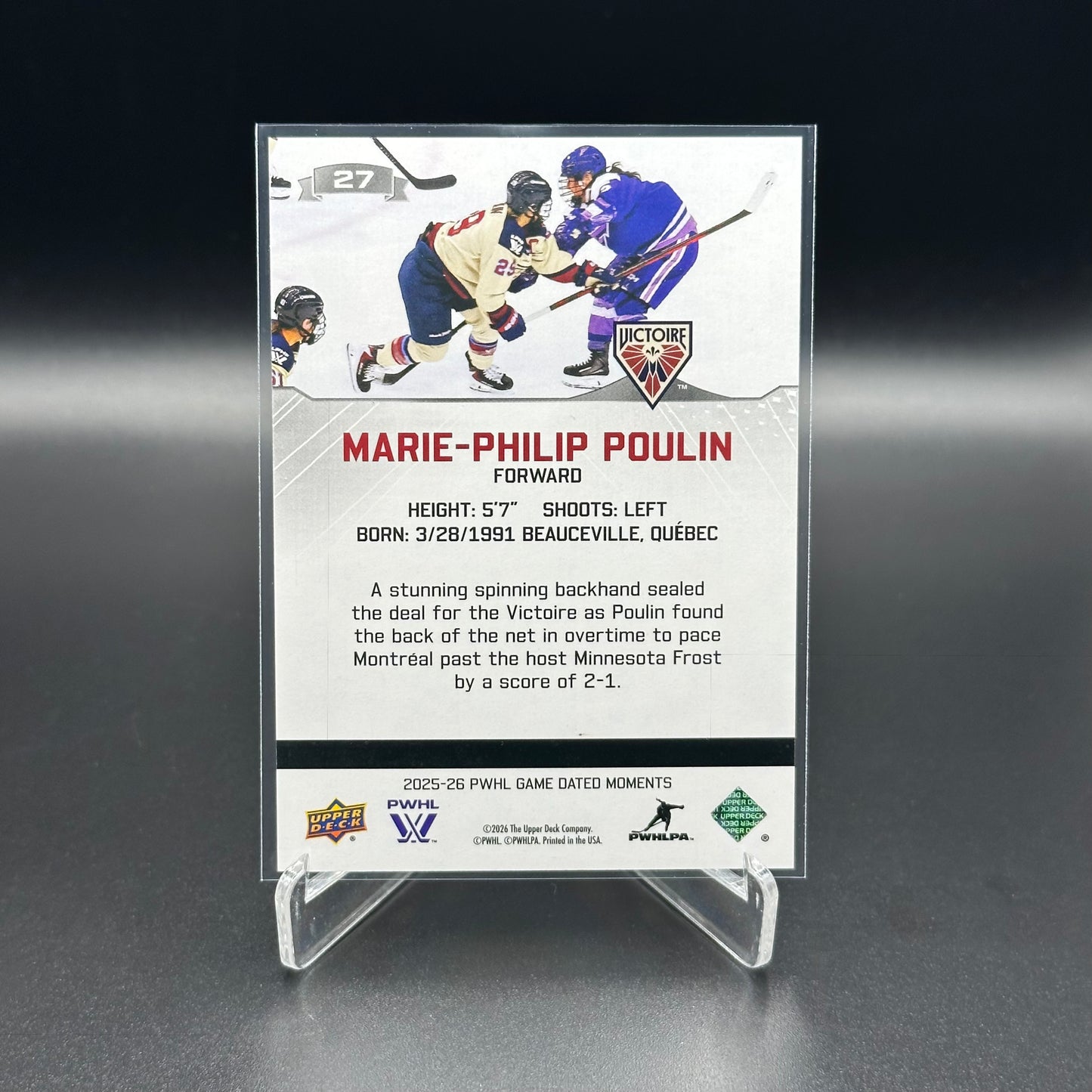 2025-26 Upper Deck PWHL Game Dated Moments MARIE-PHILIP POULIN #27