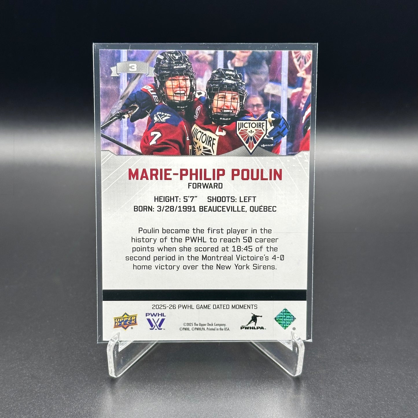 2025-26 Upper Deck PWHL Game Dated Moments MARIE-PHILIP POULIN #3