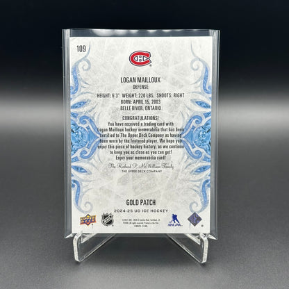 2024-25 Upper Deck Ice LOGAN MAILLOUX #109 Gold Patch RC /35