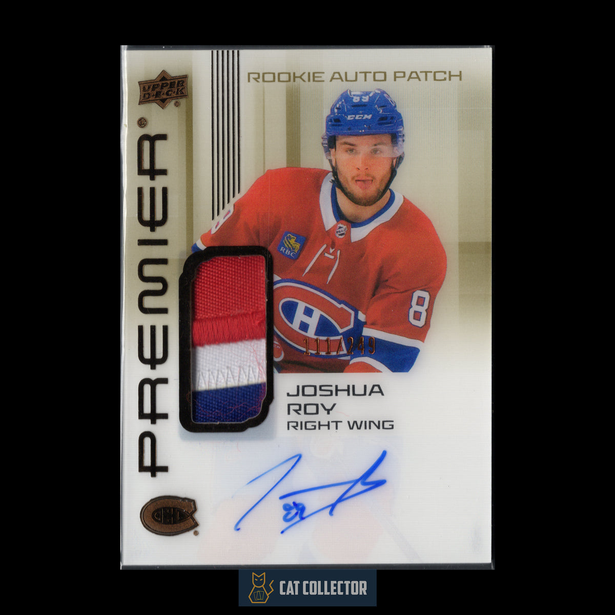 2024-25 UD Premier JOSHUA ROY #AR-JR Rookie Auto Patch RC /249 3 colors