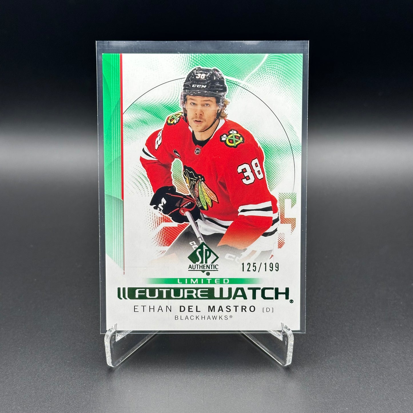 2024-25 UD SP Authentic ETHAN DEL MASTRO #154 Future Watch Limited Green RC /199