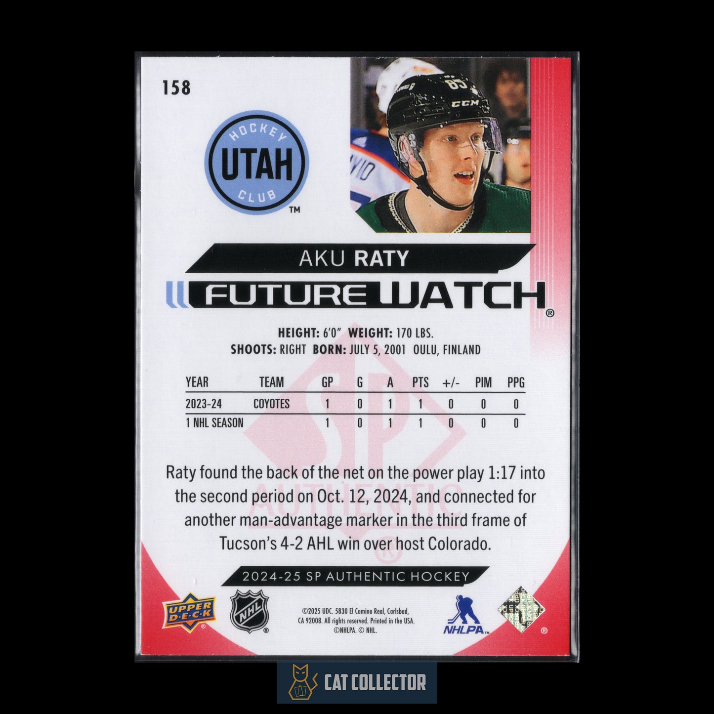 2024-25 Upper Deck SP Authentic AKU RATY #158 Future Watch Limited RC