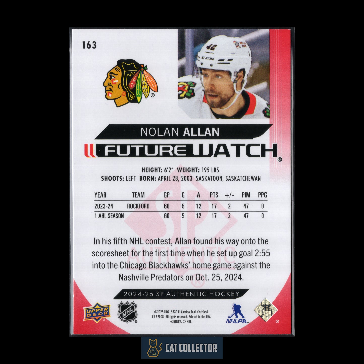 2024-25 Upper Deck SP Authentic NOLAN ALLAN #163 Future Watch Limited RC