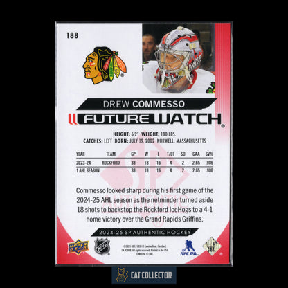 2024-25 Upper Deck SP Authentic DREW COMMESSO #188 Future Watch Limited RC