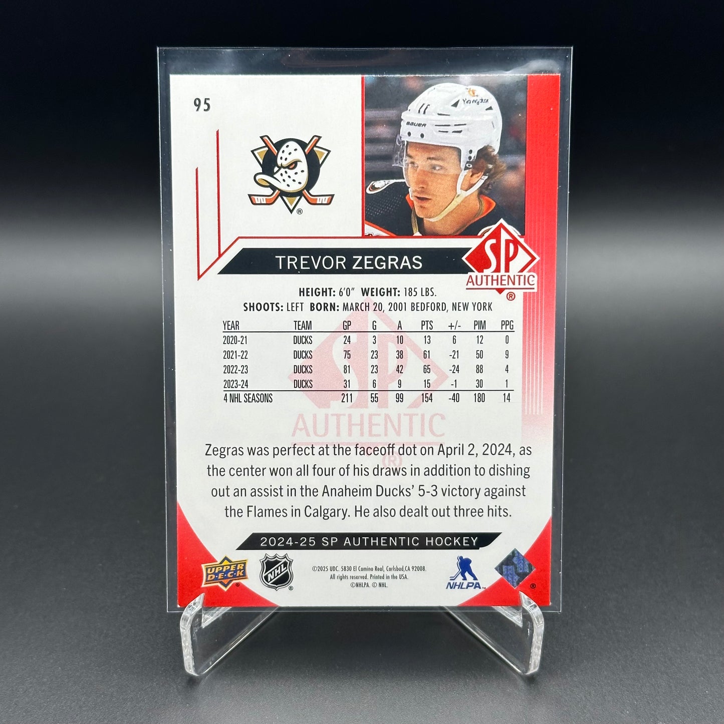 2024-25 UD SP Authentic TREVOR ZEGRAS #95 Limited Red