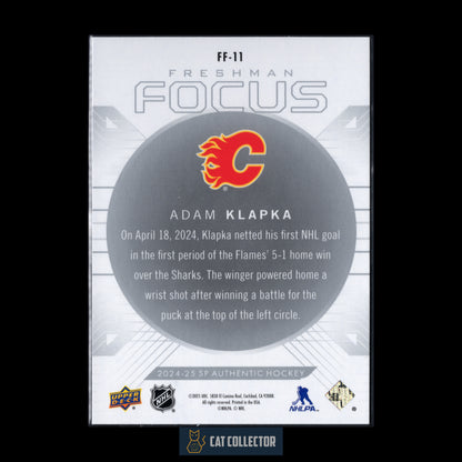 2024-25 Upper Deck SP Authentic ADAM KLAPKA #FF-11 Freshman Focus