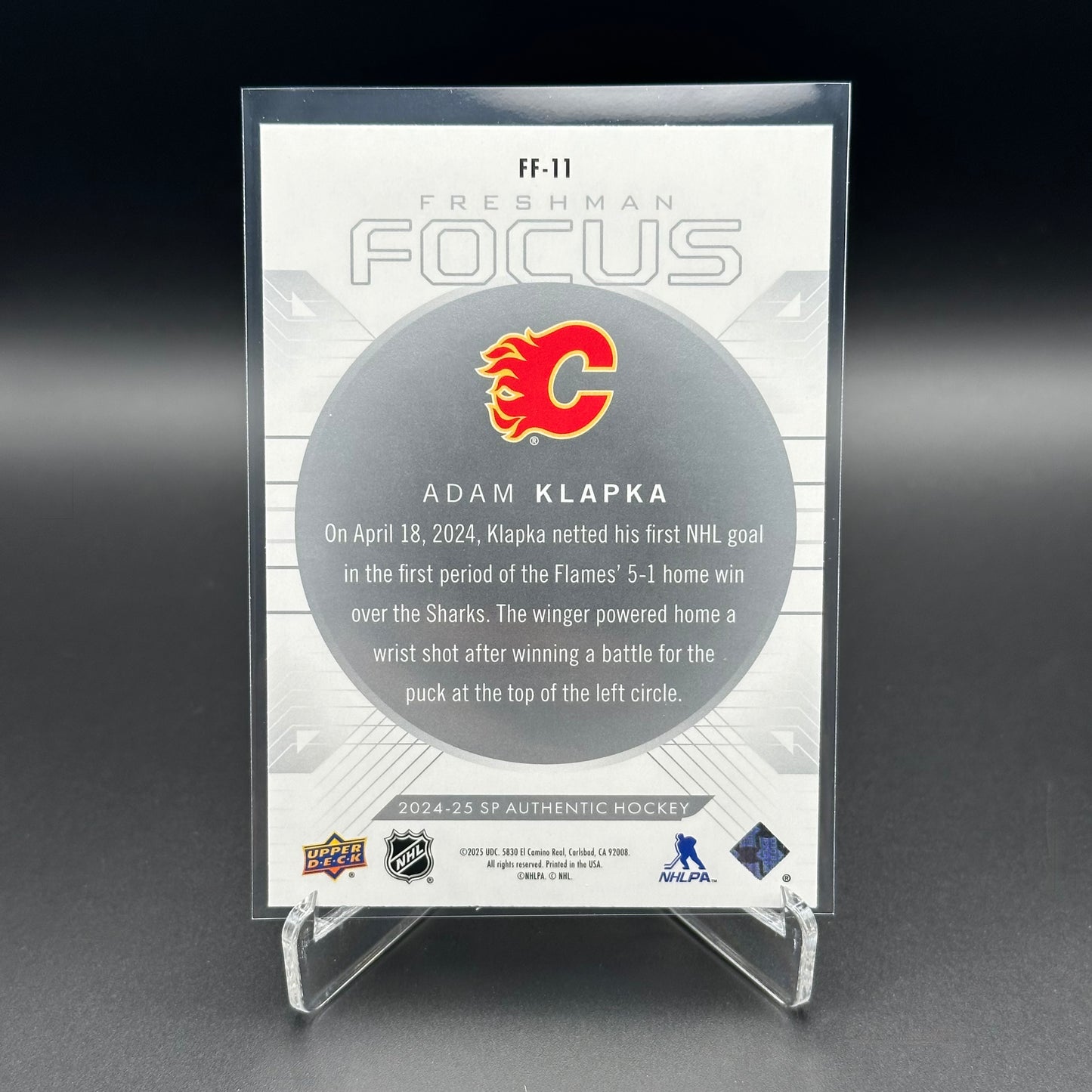 2024-25 Upper Deck SP Authentic ADAM KLAPKA #FF-11 Freshman Focus