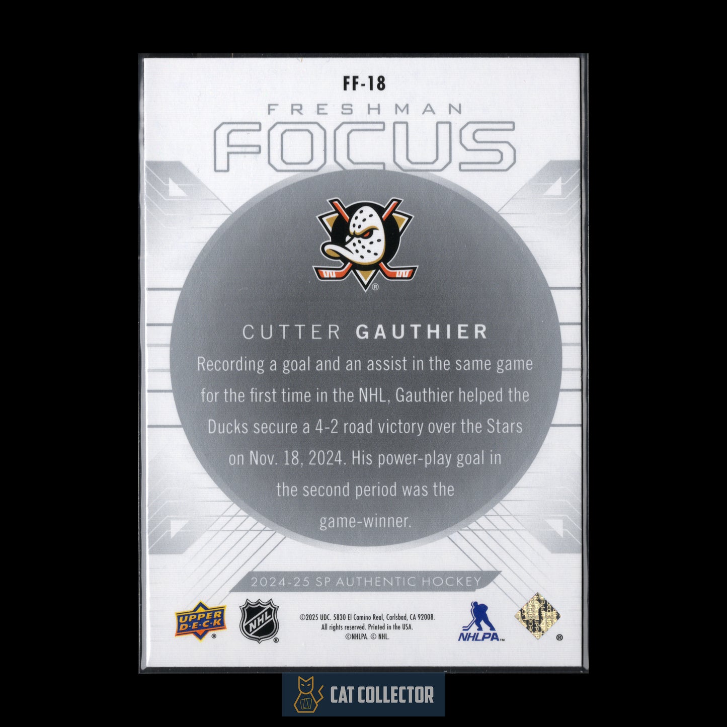 2024-25 Upper Deck SP Authentic CUTTER GAUTHIER #FF-18 Freshman Focus RC