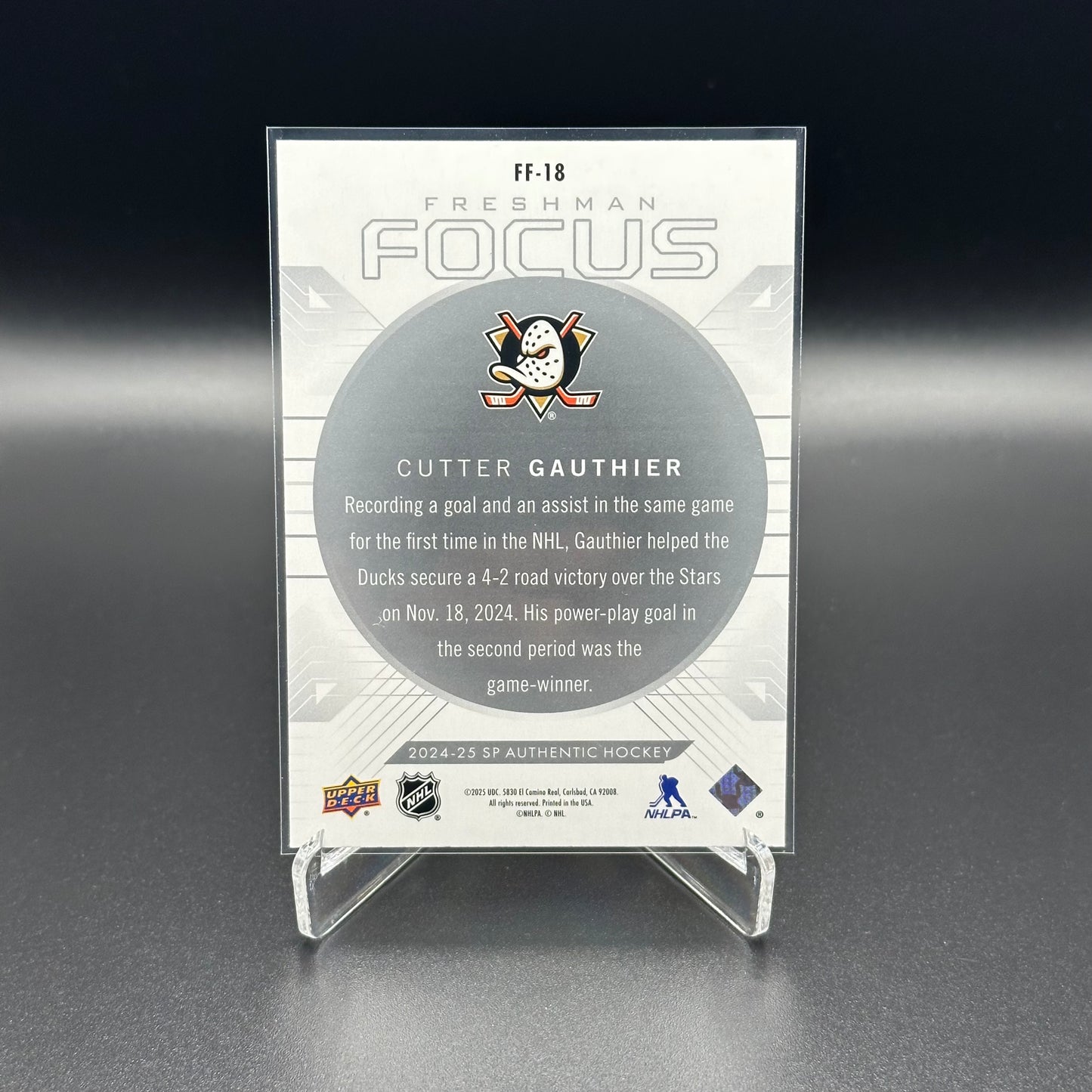 2024-25 Upper Deck SP Authentic CUTTER GAUTHIER #FF-18 Freshman Focus RC