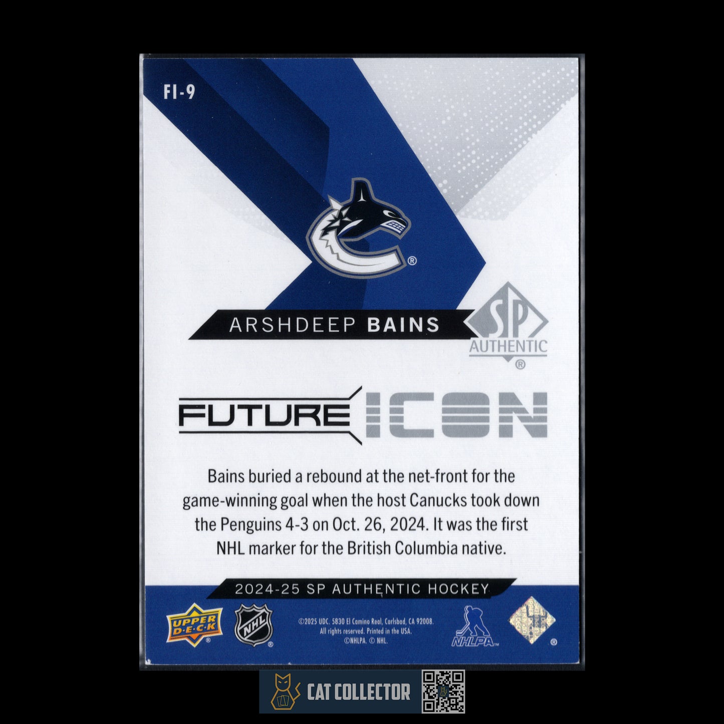 2024-25 Upper Deck SP Authentic ARSHDEEP BAINS #FI-9 Future Icon /399