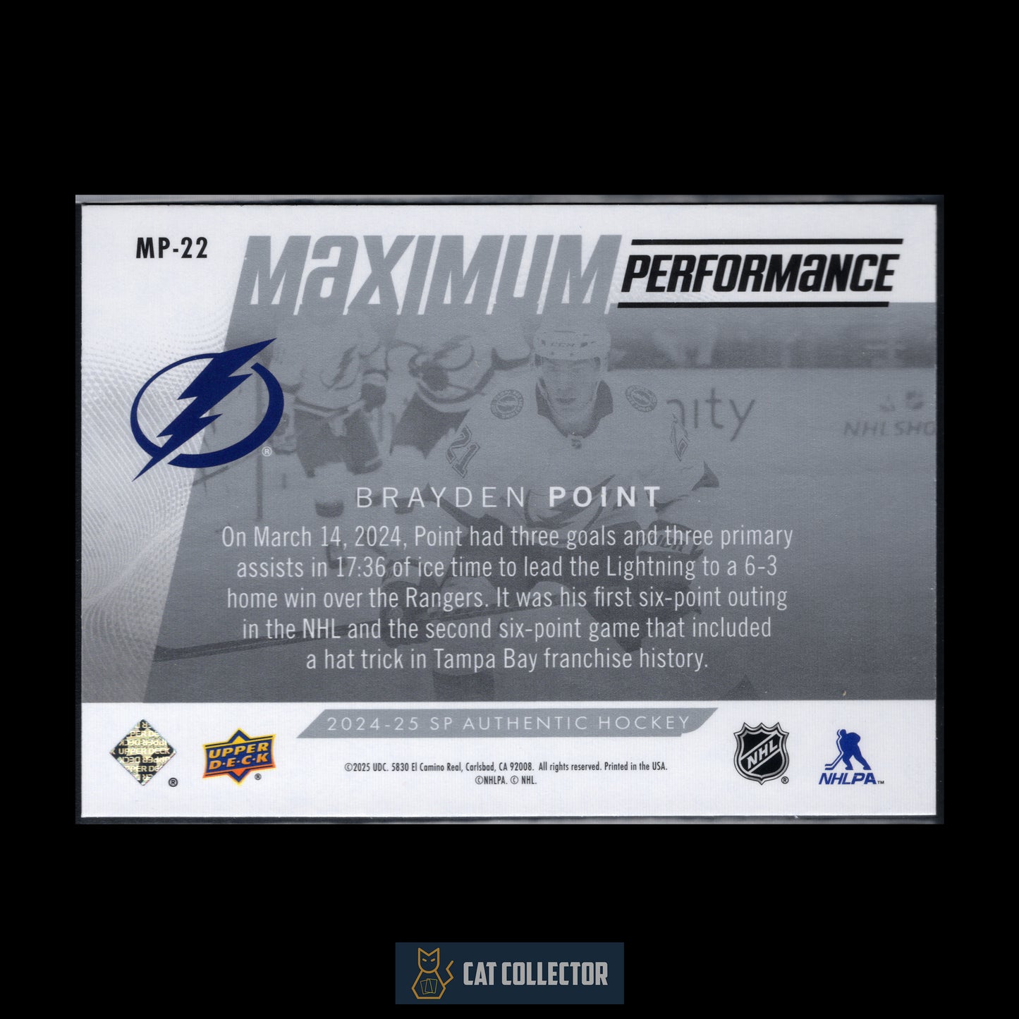 2024-25 UD SP Authentic BRAYDEN POINT #MP-22 Maximum performance