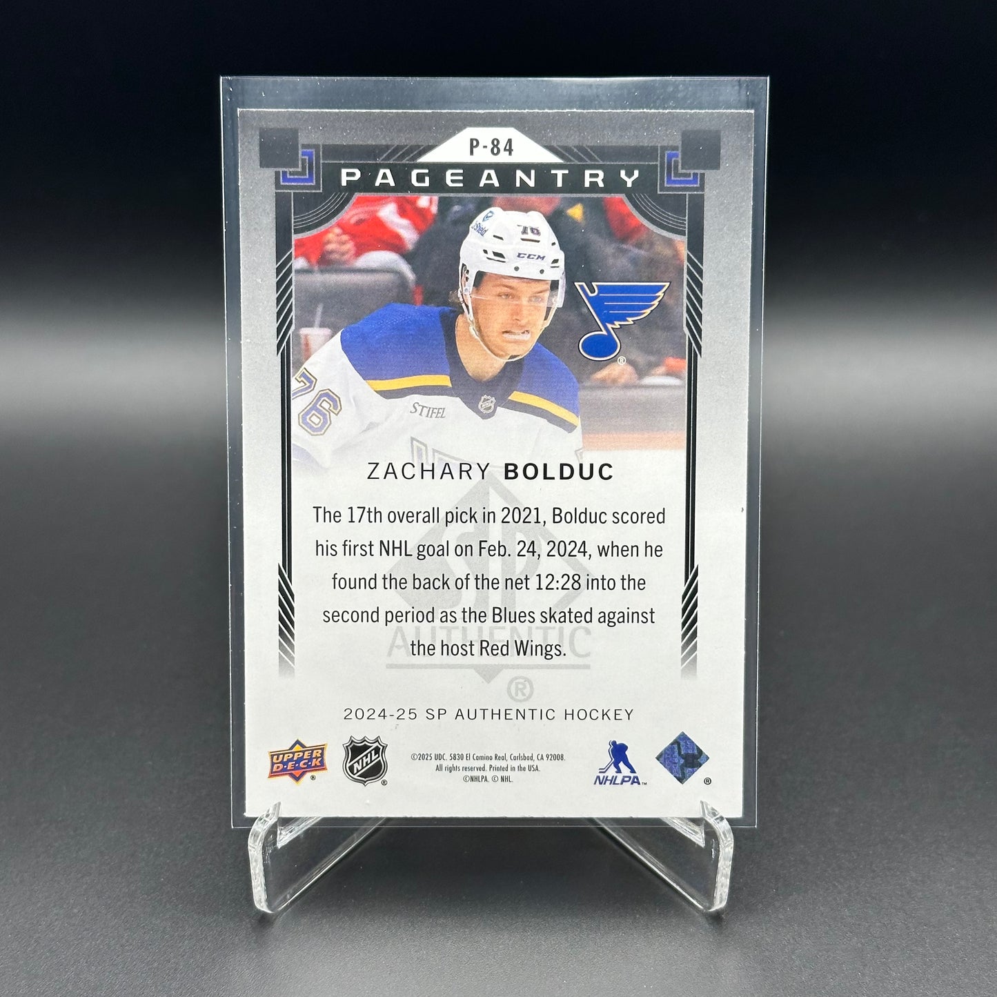 2024-25 Upper Deck SP Authentic ZACHARY BOLDUC #P-84 Pageantry Red RC