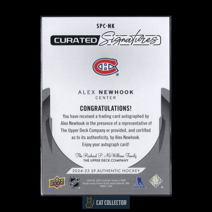 2024-25 Upper Deck SP Authentic ALEX NEWHOOK #SPC-NK Curated Signatures /299 Auto
