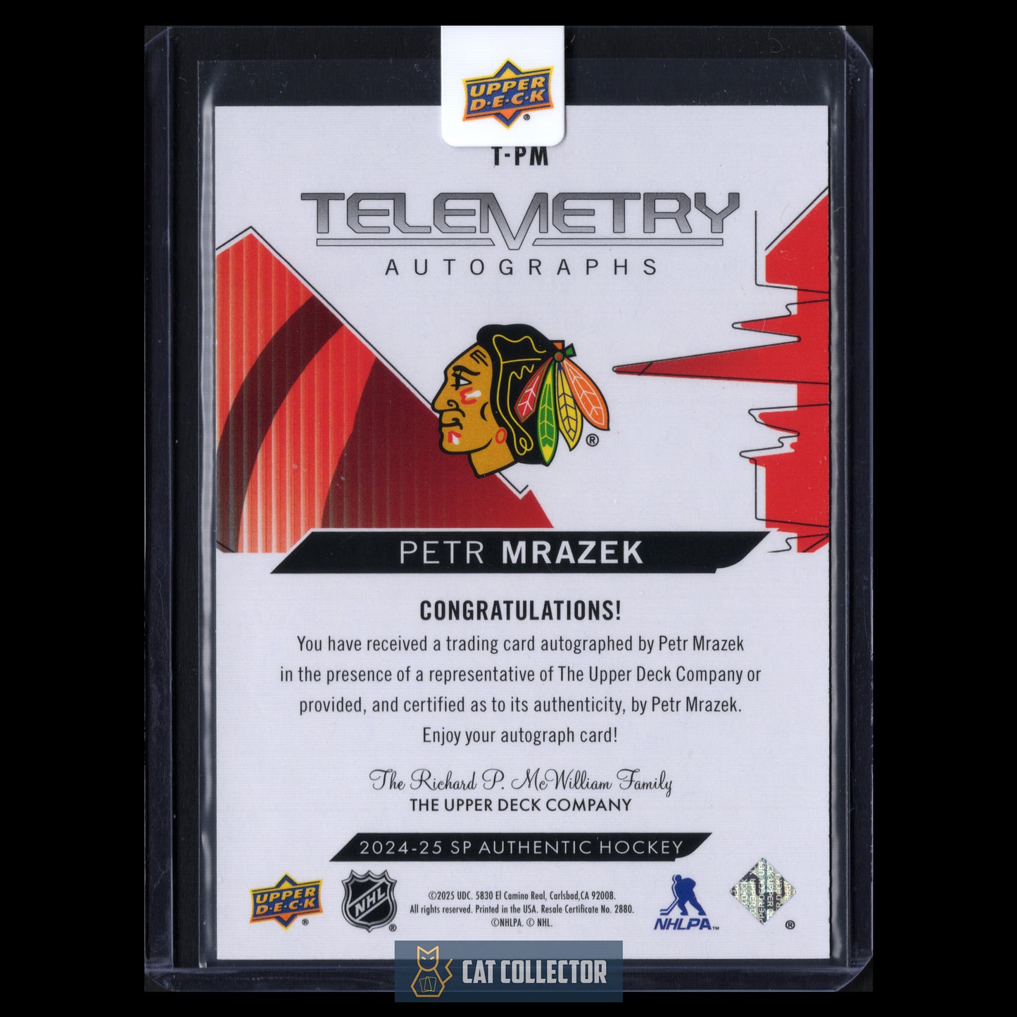 2024-25 Upper Deck SP Authentic PETR MRAZEK #T-PM Telemetry Autographs