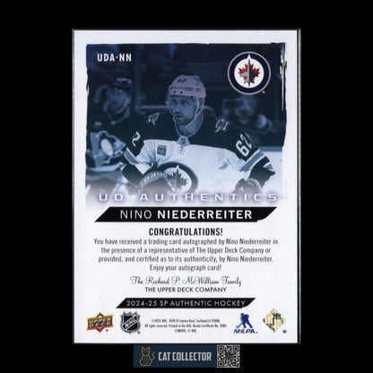 2024-25 UD SP Authentic NINO NIEDERREITER #UDA-NN UD Authentics Autographs Auto