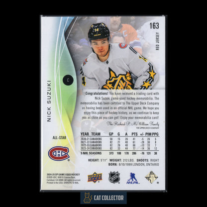 2024-25 Upper Deck SP Game Used NICK SUZUKI #163 All-Star Red Jersey