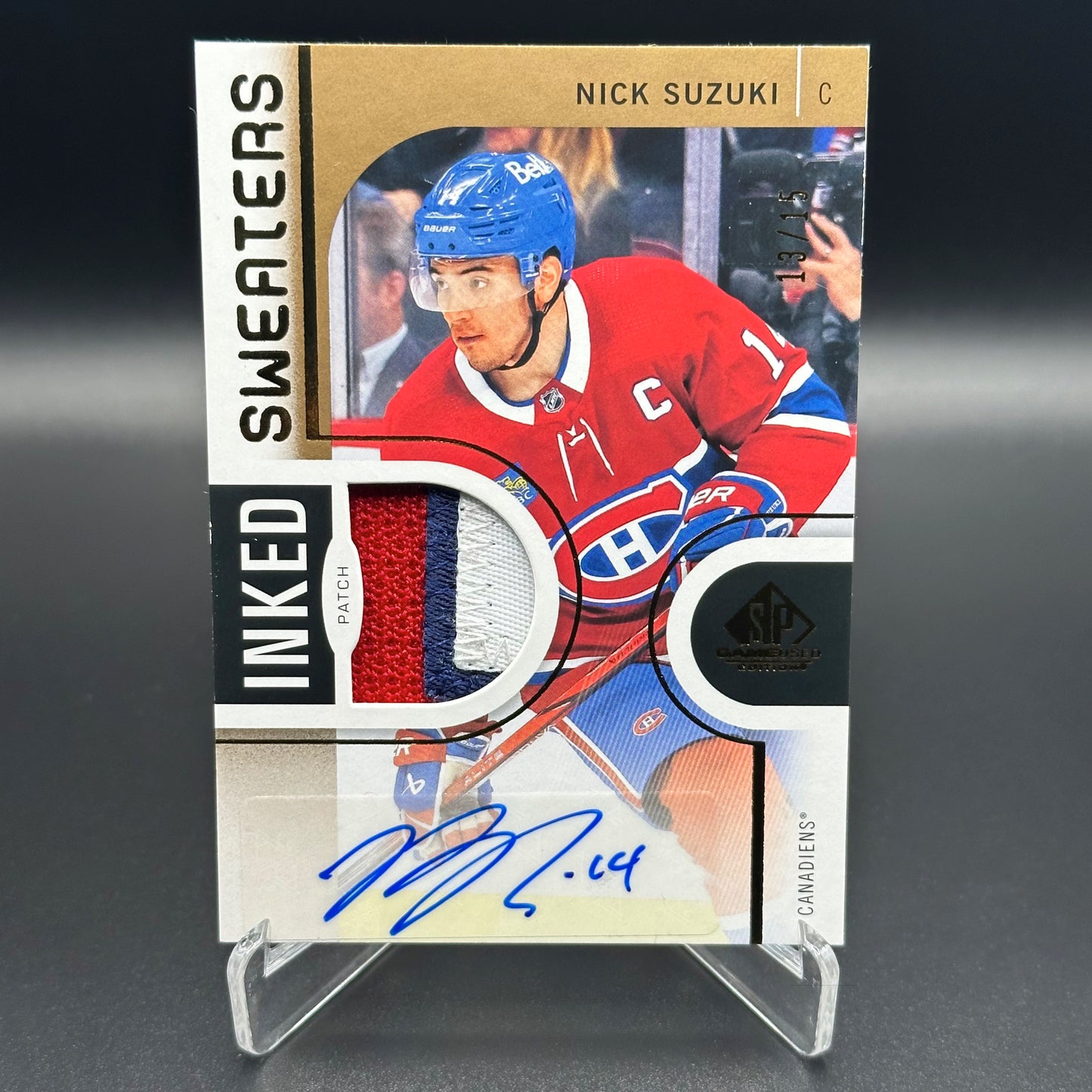 2024-25 UD SP Game Used NICK SUZUKI #IS-NS Inked Sweaters Patch /15