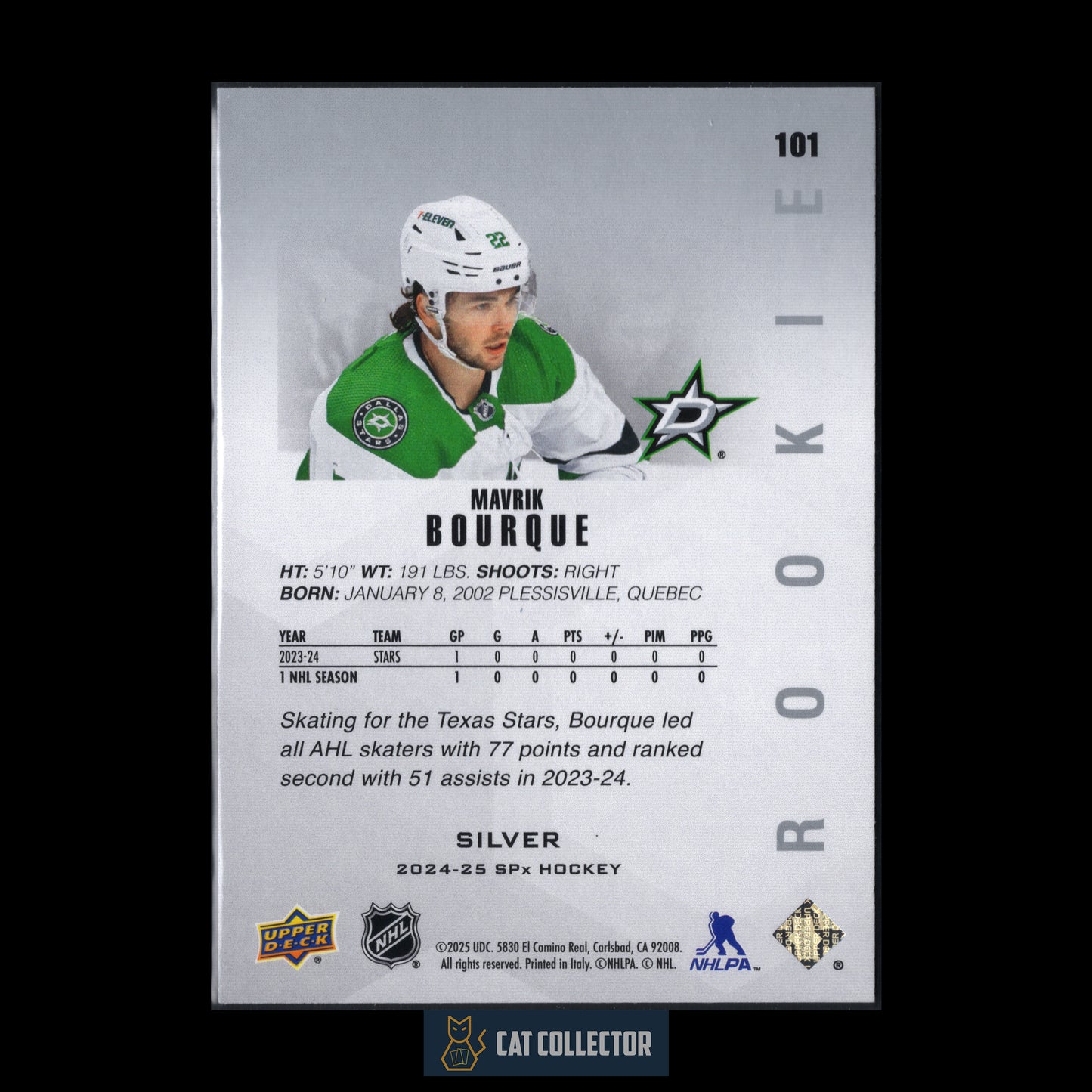 2024-25 Upper Deck SPx MAVRIK BOURQUE #101 Silver Rookie RC