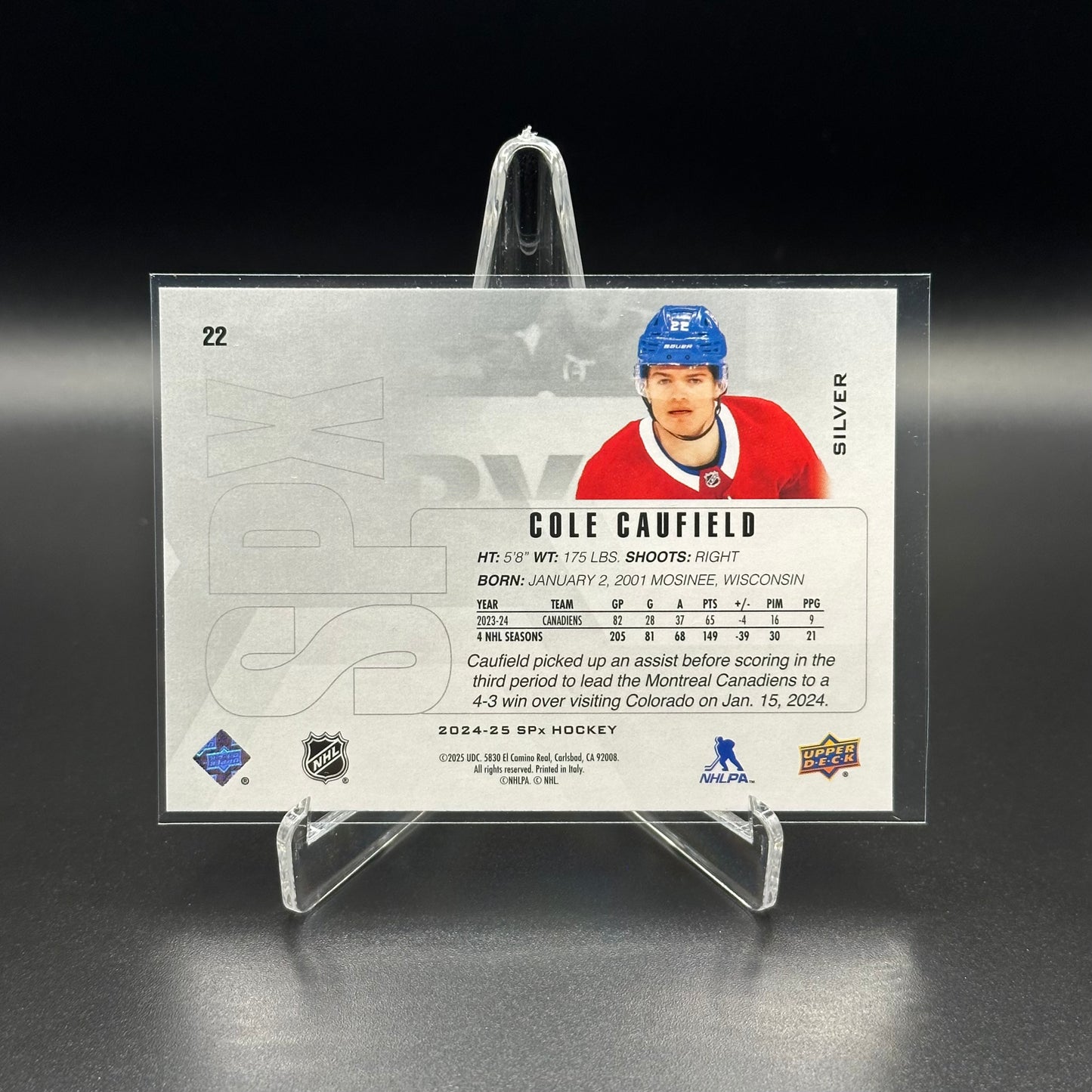 2024-25 Upper Deck SPx COLE CAUFIELD #22 Silver